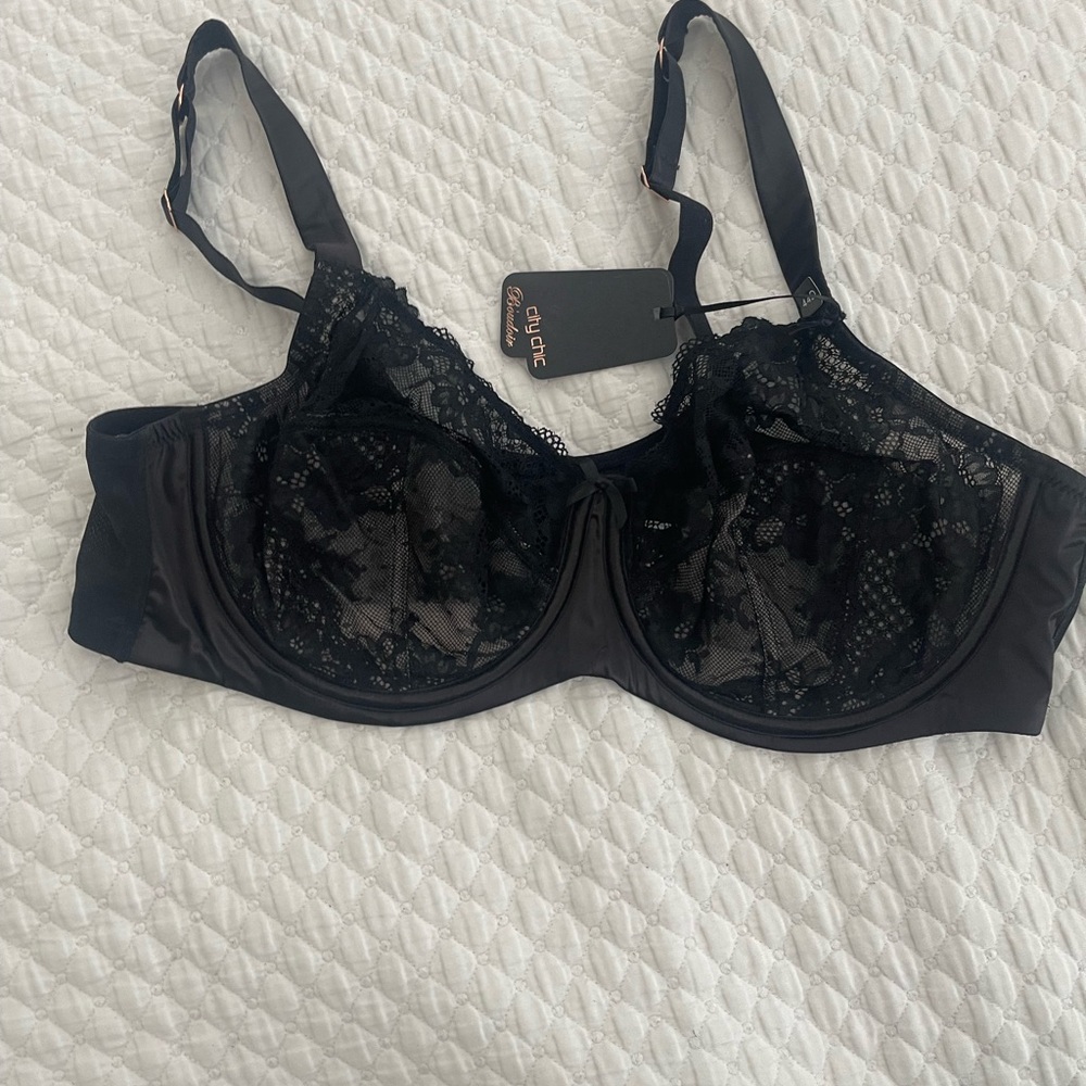 Elegant Black Lace Bra NWT 44D